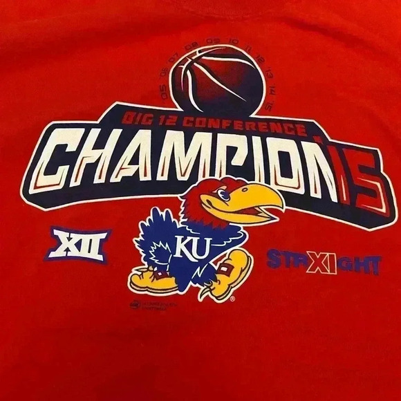 Kansas Jayhawks 2015 Big 12 Champs t shirt color Red size XXL - Picture 2 of 3